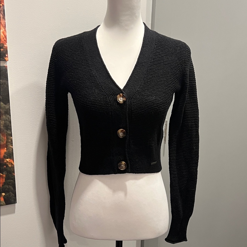 Abercrombie & Fitch Black Cropped Cardigan Sweater